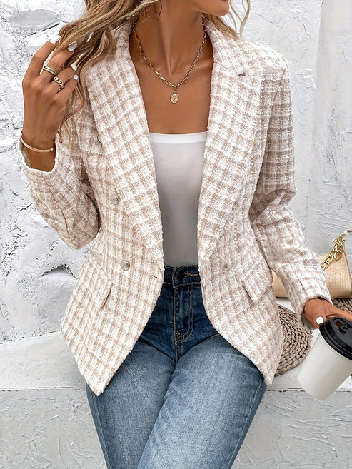 Robe à carreaux élégante pour femme, look professionnel
