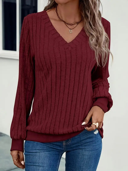 Maya – Pull en côtes col V pour femme