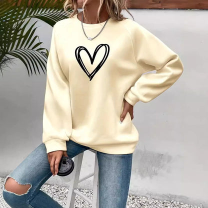 Sweat-shirt tendance femme col rond manches longues