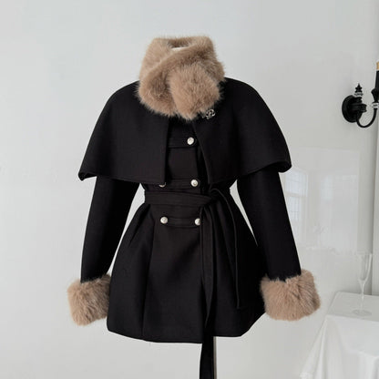 Robe longue d'hiver pour femme avec col amovible