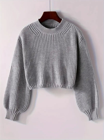 Pull en maille côtelée court pour femme