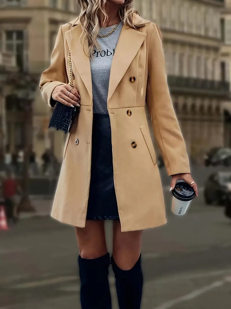 Stylischer Damen-Ubermantel Zweireiher - IdealeKleiden
