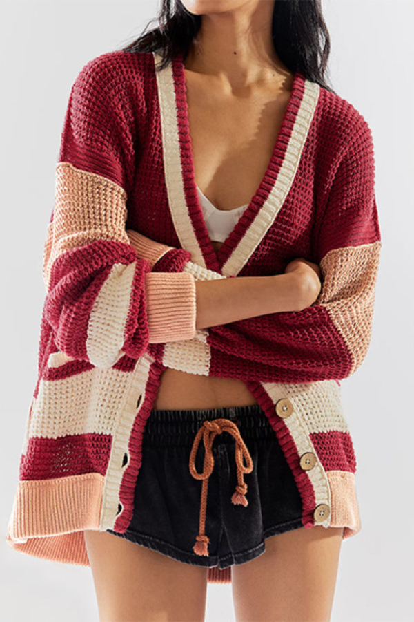 Große Oversized Jacke Cardigan Pullover Farbenfroh - IdealeKleiden