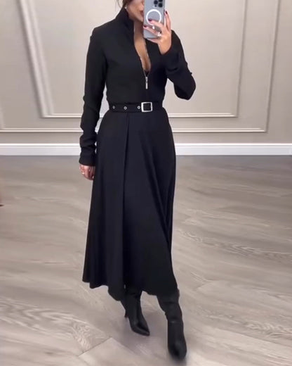 Vêtements élégants pour femmes Col montant Fermeture éclair