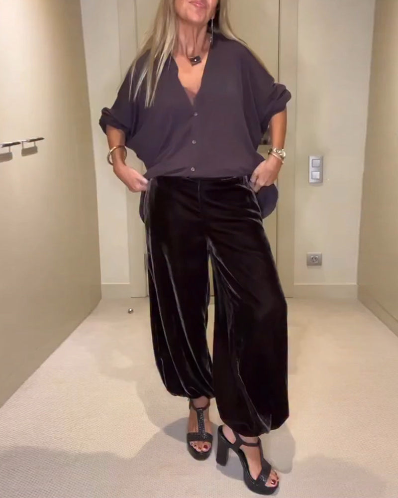 Pantalon en velours élégant et ample
