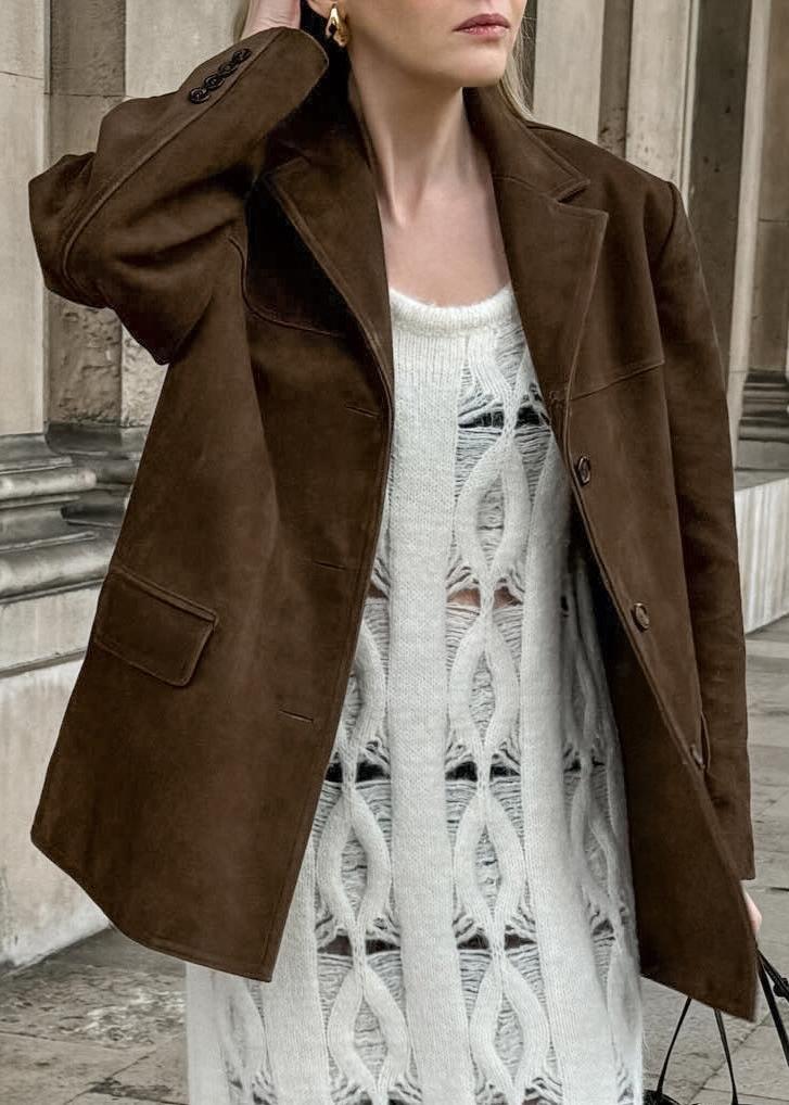 Élégante veste en velours aspect daim style vintage