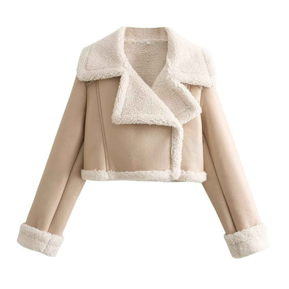 Veste élégante pour femme en polaire chaude type Teddy
