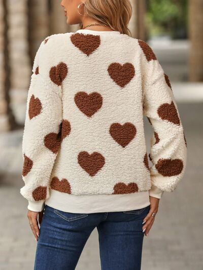 Gemütlicher Strickpullover Herzmuster Weich Winter - IdealeKleiden