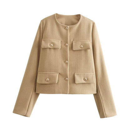 Élégante veste blazer, col montant