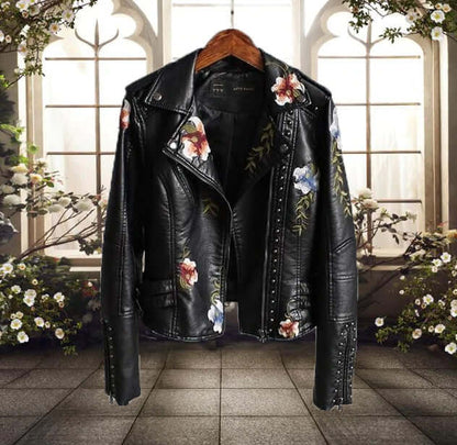 Blouson motard femme imprimé floral Style