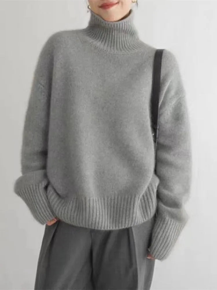 Pull doux à col roulé automnal