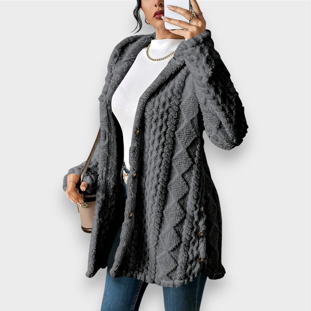 Cardigan à capuche en peluche douce pour femme