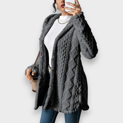 Cardigan à capuche en peluche douce pour femme
