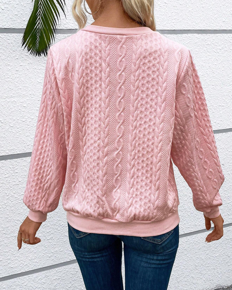 Bequemes Sweatshirt Langarm Reißverschluss Einfarbig - IdealeKleiden