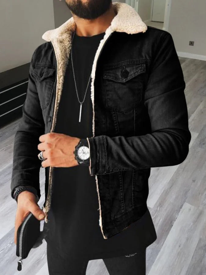 Herren Winterjacke Modern Schwarz - IdealeKleiden