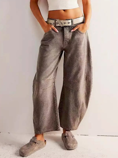 Jeans Large Coupe Imprimé Tendance pour Femme