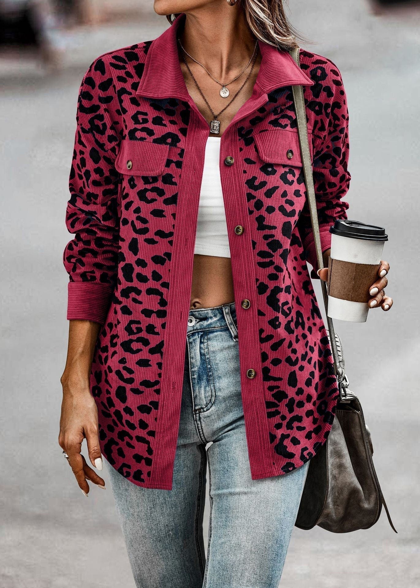 Veste Léopard Femme Printemps Tendance Haut de Gamme
