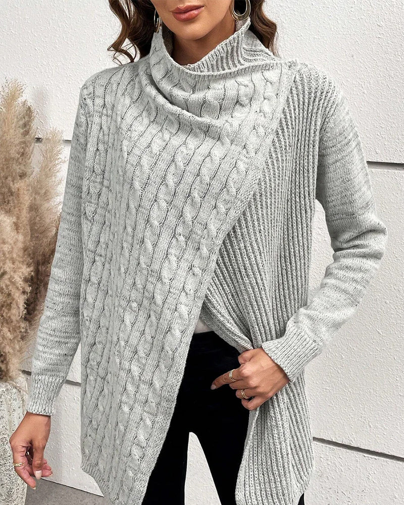 Stylisher Einfarbiger Pullover mit V-Ausschnitt - IdealeKleiden