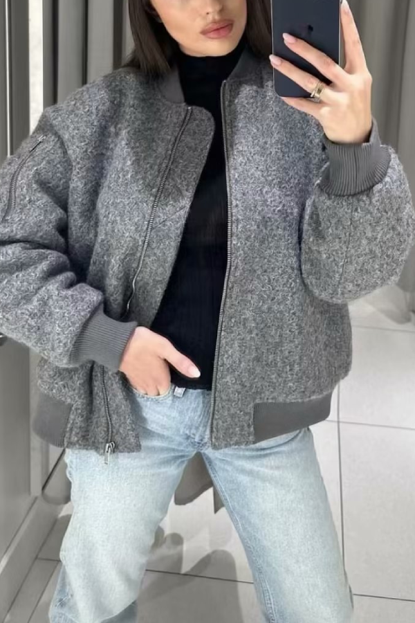 Blouson stylé Manches longues Aspect côtelé