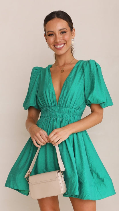 Mini-robe femme Printemps Chic Manches bouffantes