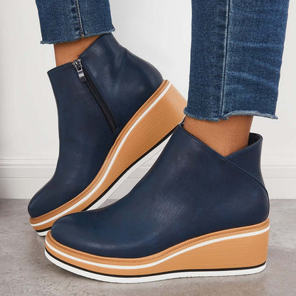 Bottes à plateforme pour femme avec fermeture éclair