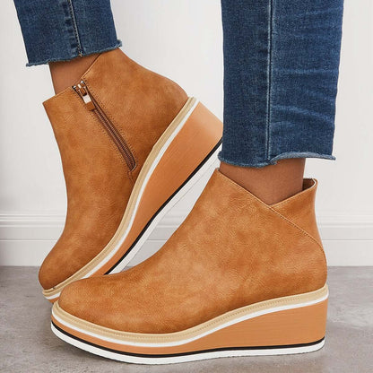 Bottes à plateforme pour femme avec fermeture éclair
