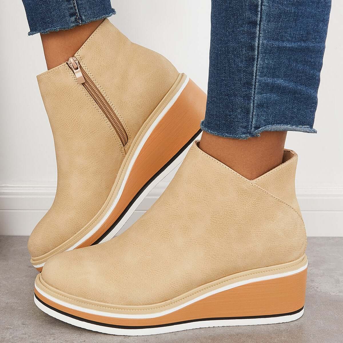 Bottes à plateforme pour femme avec fermeture éclair