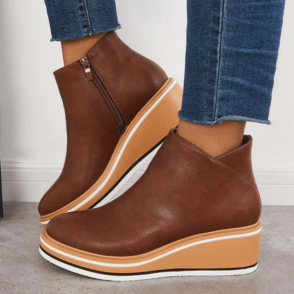Bottes à plateforme pour femme avec fermeture éclair