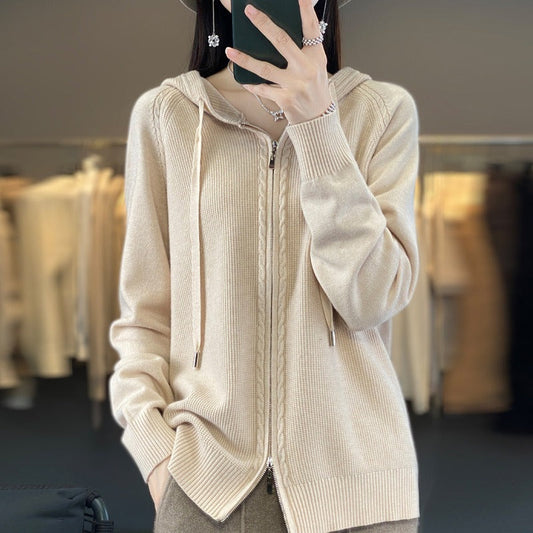 Praktische Reißverschluss Hoodie Damen - IdealeKleiden