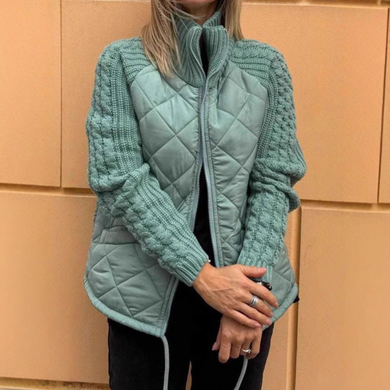 Veste matelassée souple pour femme, chaude, tricotée