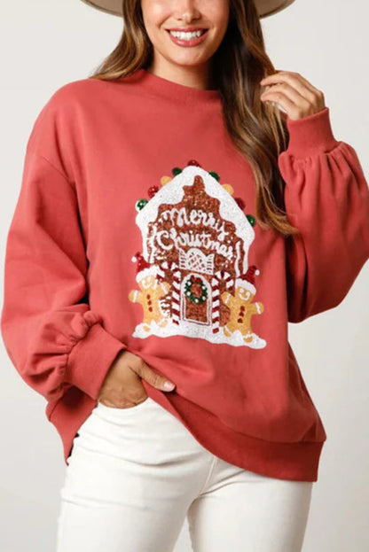 Noël Pain d'épices Pull Festif Paillettes