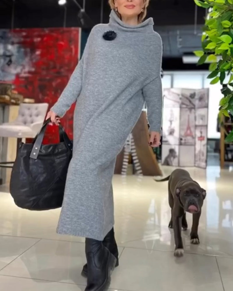 Robe col roulé à manches longues élégante pour femme