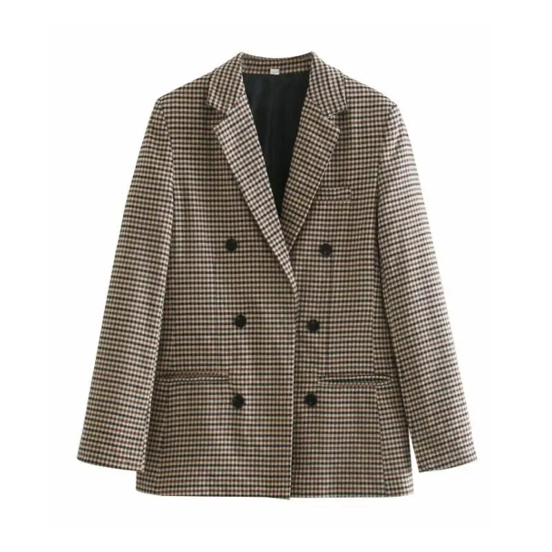 Blazer élégant à carreaux pour femme