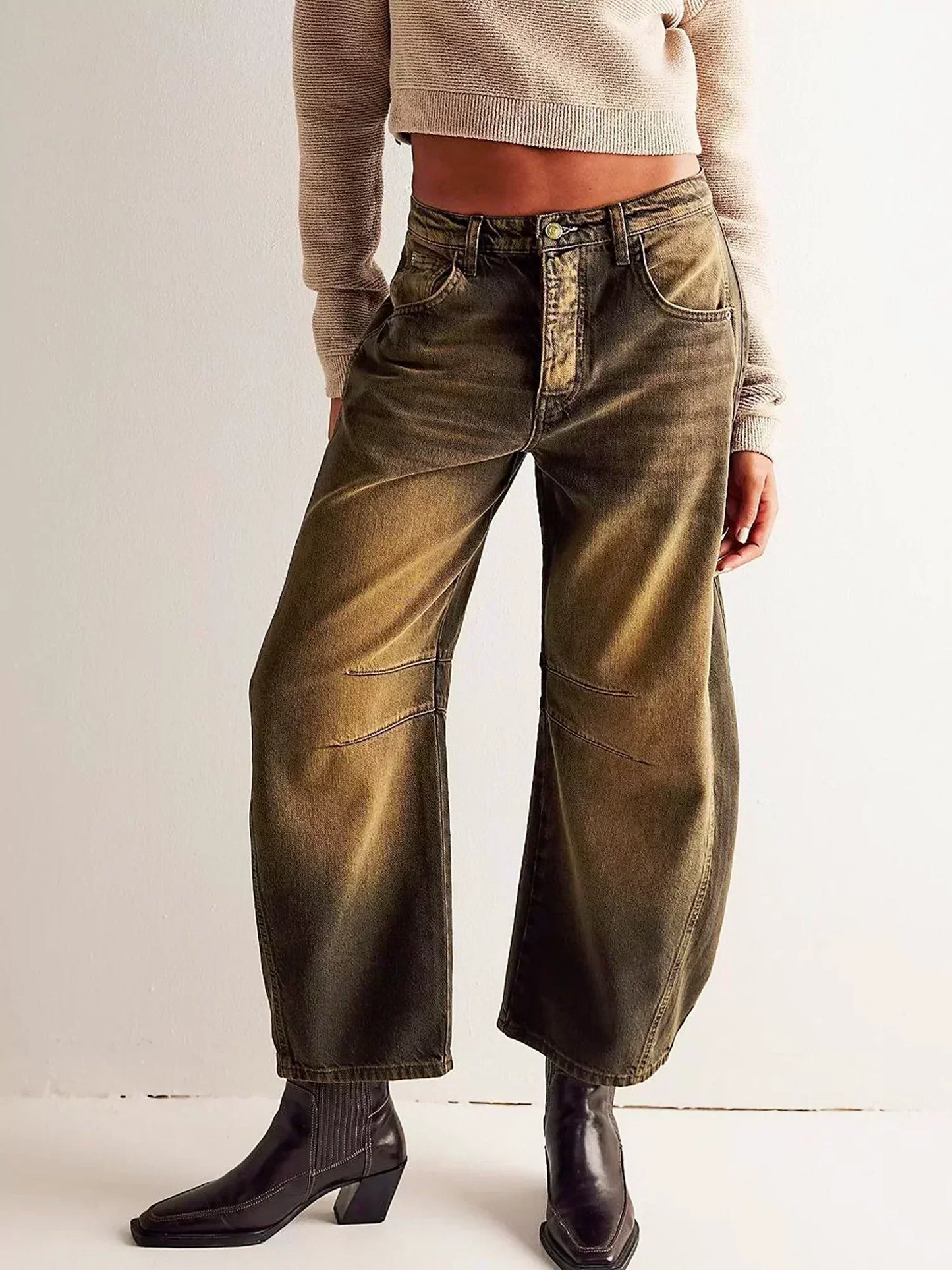 Jeans Large Coupe Imprimé Tendance pour Femme
