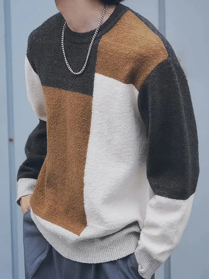 Pull-over homme color block moderne