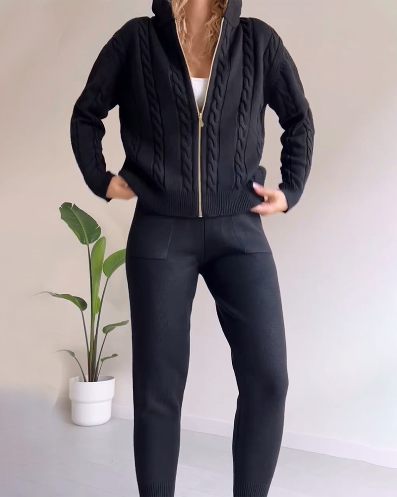 Ensemble cardigan stylé avec design torsadé et look décontracté