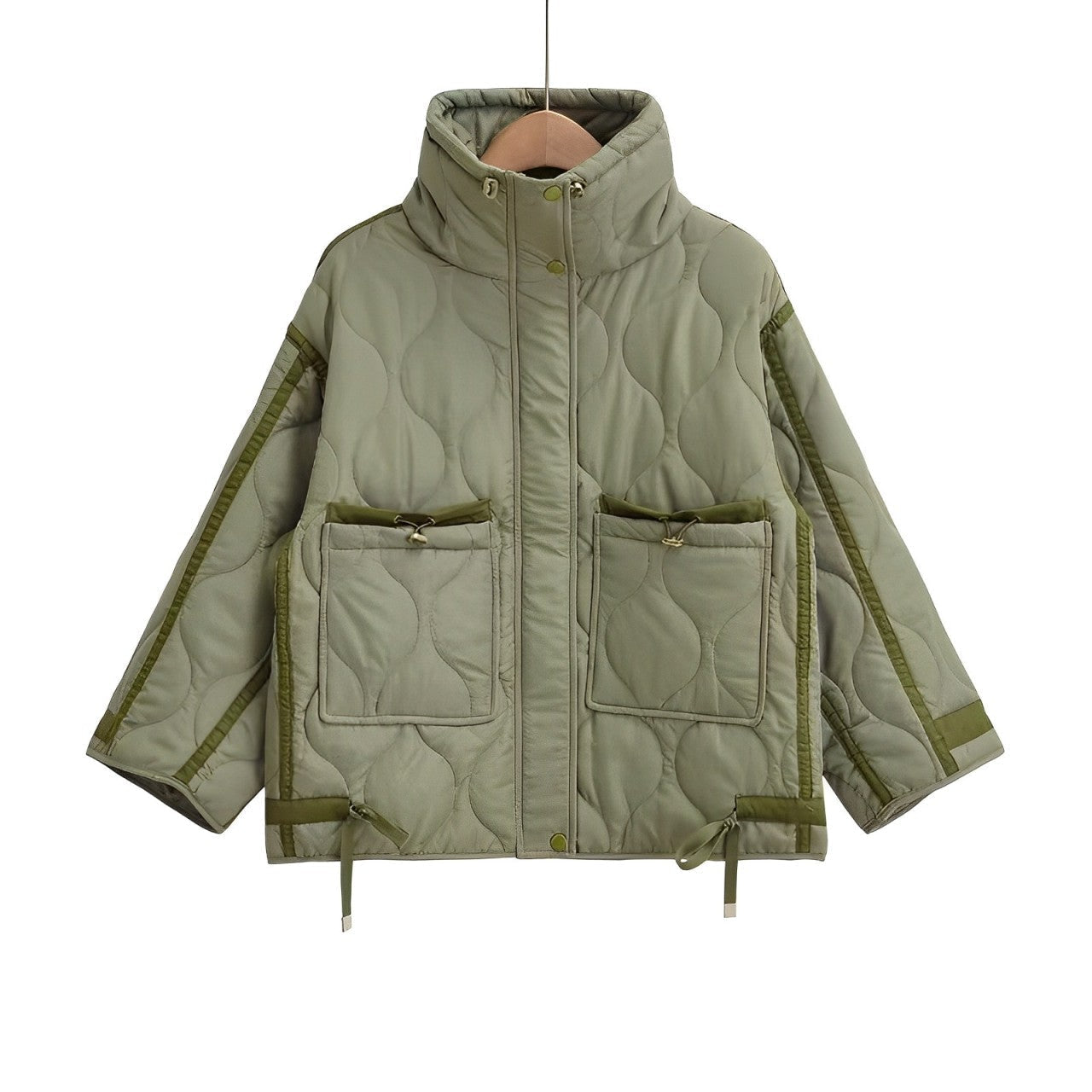 Veste femme longueur hanches coton col montant