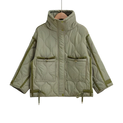 Veste femme longueur hanches coton col montant