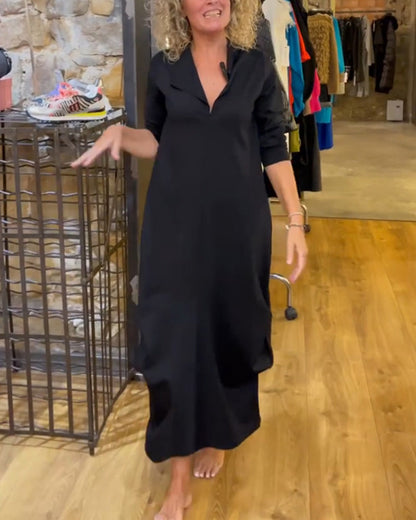 Robe élégante décolleté en V coupe trapèze
