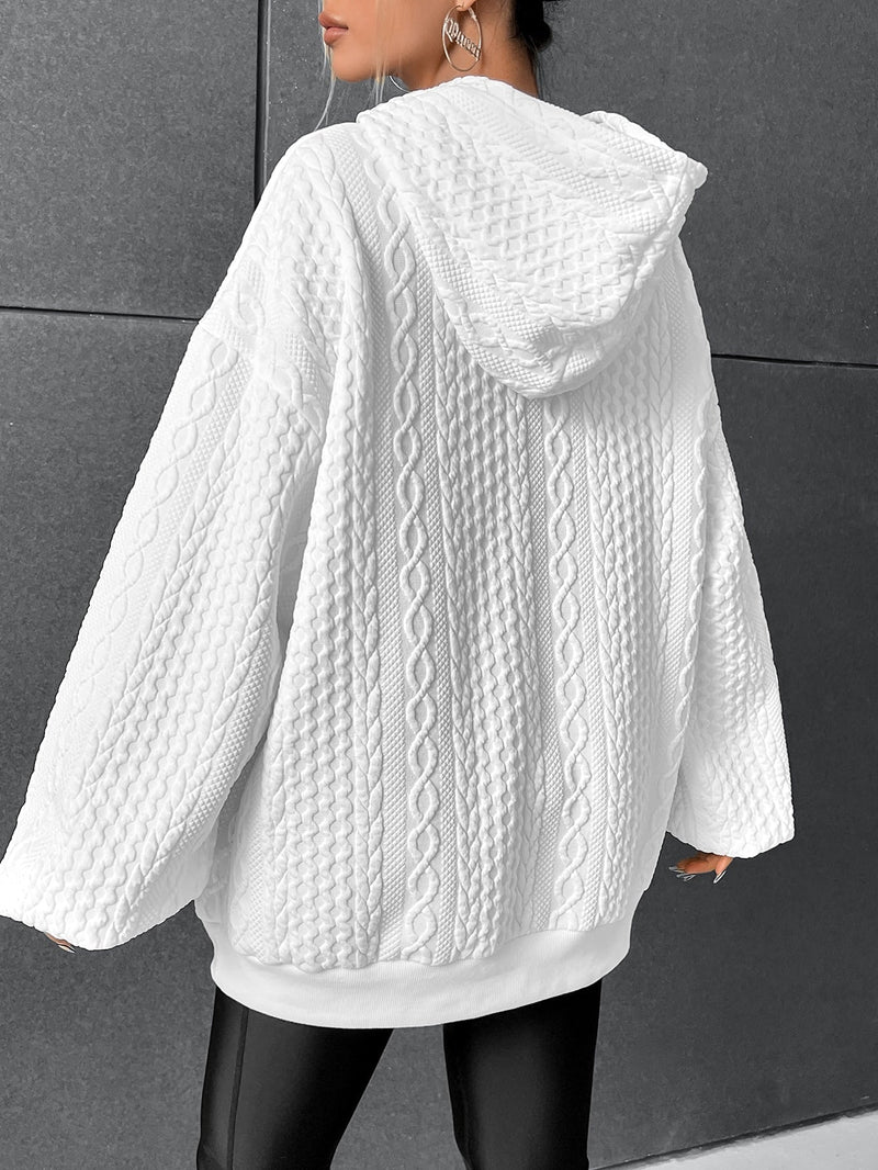 Übergroßer Pullover Kapuze Kordelzug Oversized - IdealeKleiden