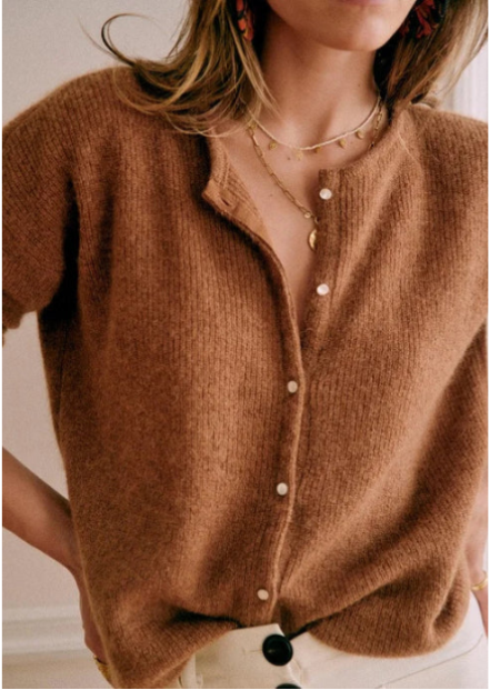 Cardigan femme col V fermeture boutonnée
