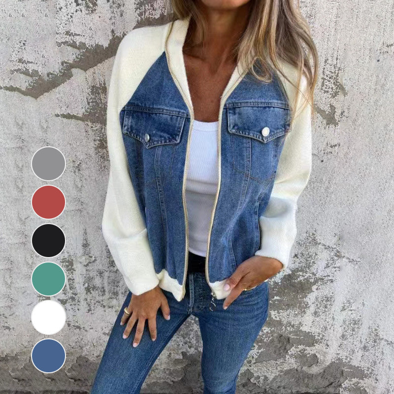 Veste en jean femme tendance classique décontractée