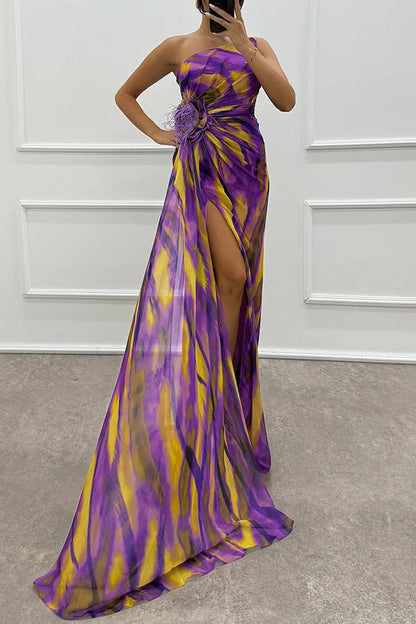 Robe de soirée élégante pour femme Épaules dénudées Longue