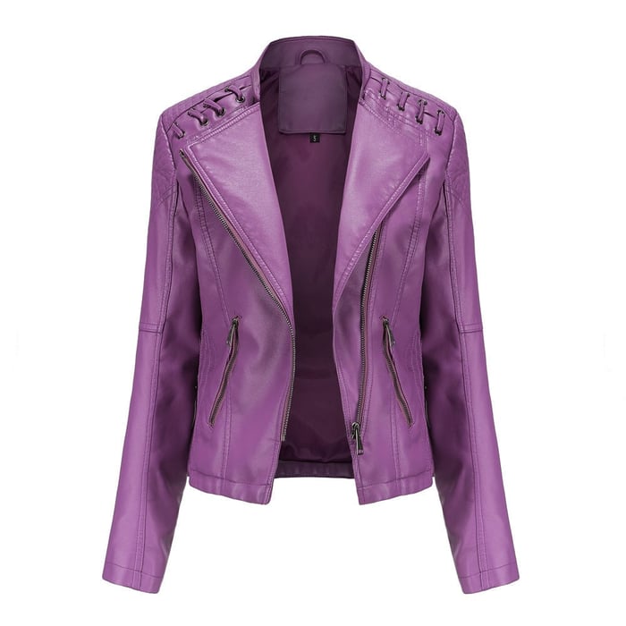 Veste en cuir souple effet peau de mouton