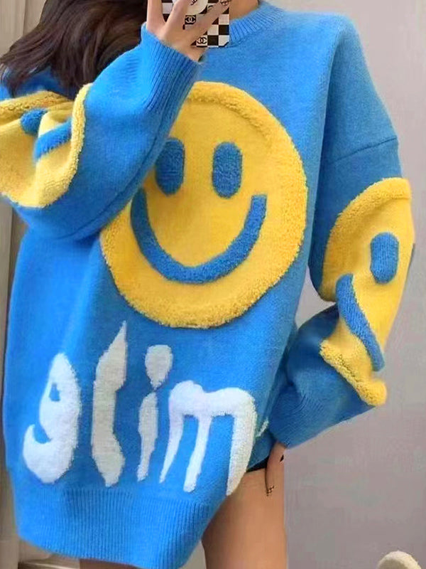 Robe Y2K colorée imprimé Smile pull oversize