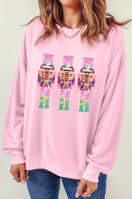 Sweat-shirt de Noël décontracté, à paillettes, col rond