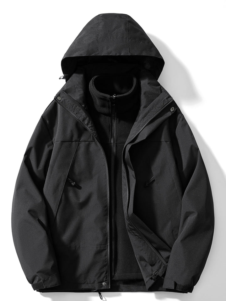 Veste imperméable outdoor 3-en-1 Veste coupe-vent fonctionnelle Capuche amovible