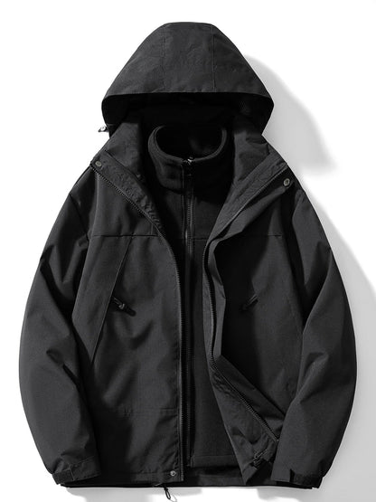 Veste imperméable outdoor 3-en-1 Veste coupe-vent fonctionnelle Capuche amovible