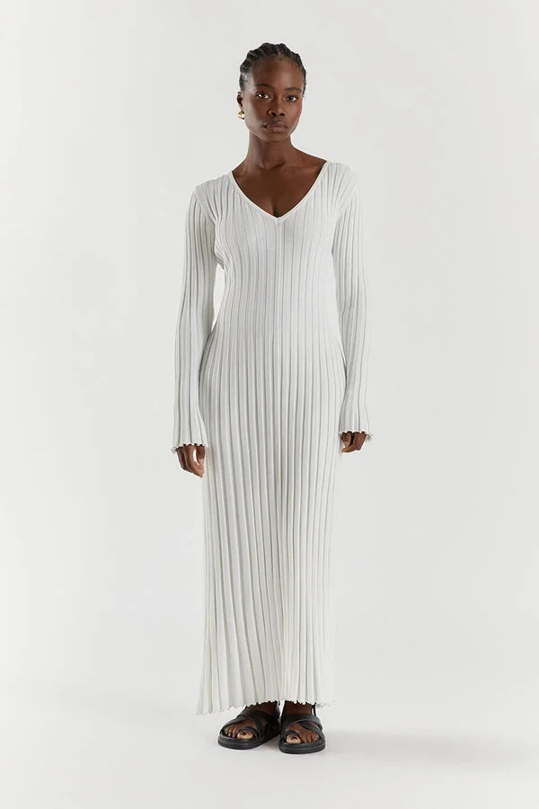 Robe midi confortable à col en V pour femmes