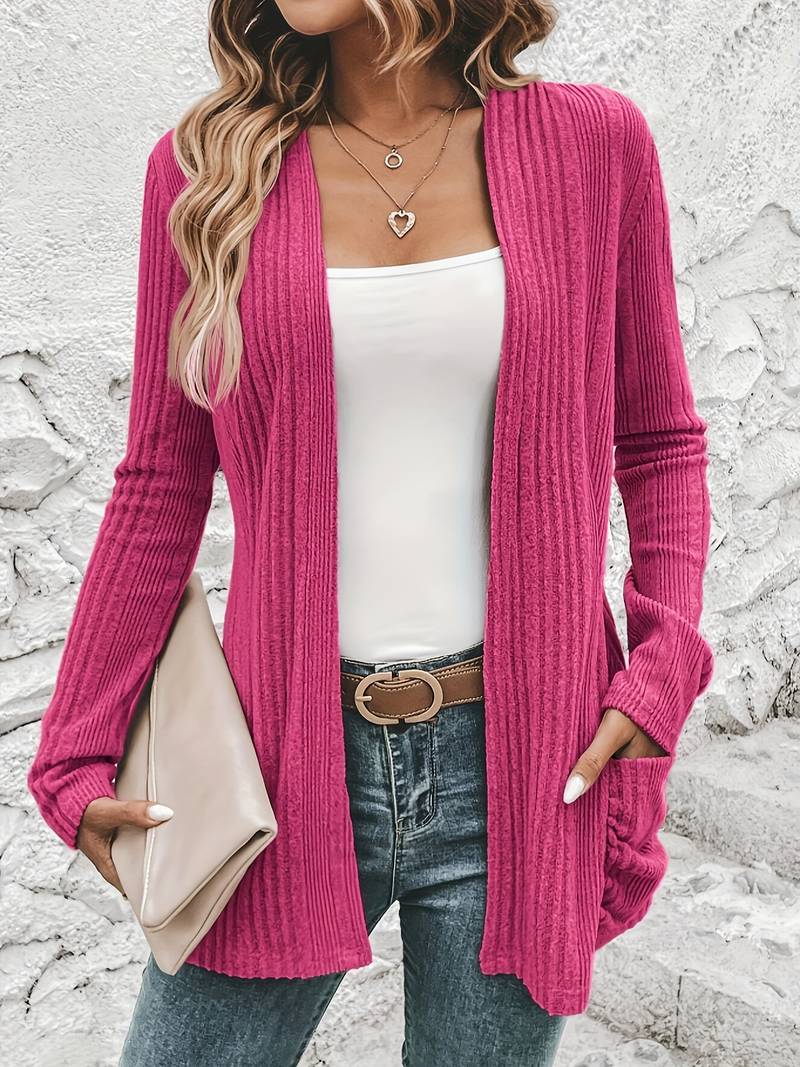 Cardigan ouvert pour femme avec 2 poches